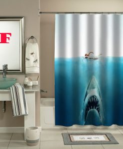 shark jaws movie shower curtain