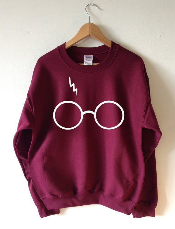 Harry Potter Lightning Glasses maroon sweatshirt