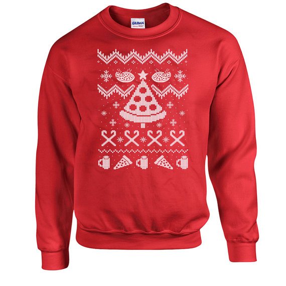 Funny Christmas Pizza sweater gifts