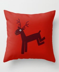 Red Christmas Reindeer pillow cover