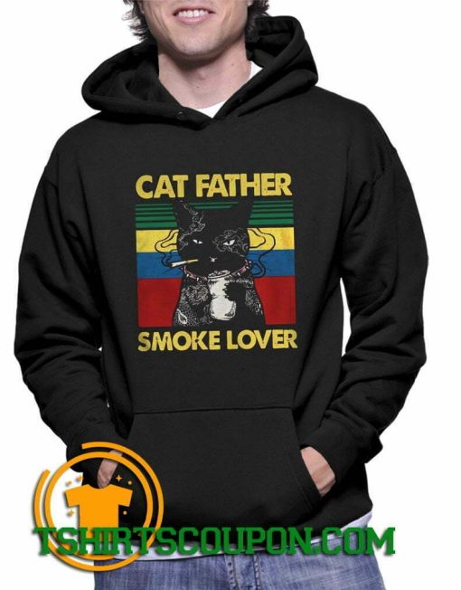 Cat Father Smoke Lover Vintage Retro Hoodie