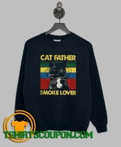 Cat Father Smoke Lover Vintage Retro Sweatshirt