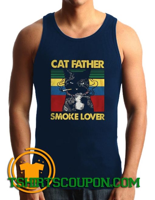 Cat Father Smoke Lover Vintage Retro Tank Top