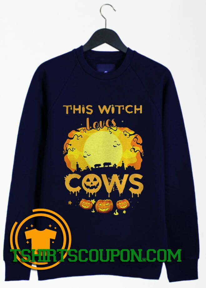 This Witch Loves Guinea Cows Pumpkin Halloween Sweatshirt